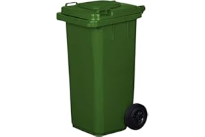 JESTIC Rubbish Bin Waste Bin 120 L Smooth Solid Rubber Wheels Green