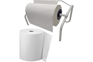 Tecnokit: Dispenser Bobina Carta Max, con Rotolo in Omaggio, per Bobine Grandi da 38-40 cm, portarotolo Muro e banco, Dotato di Kit di Montaggio, Mis 48x34x25, Bianco