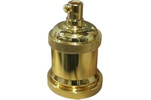 LEDSone E27 Vintage Solid Bulb Socket Ceramics Lamp Holder Edison Screw Light Bulb Socket Adapter Ideal for Vintage Edison Filament Bulbs Antique metal (French Gold)
