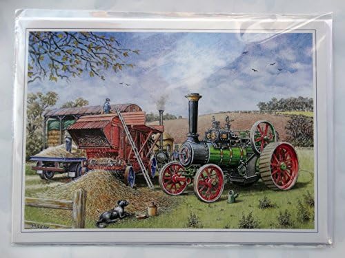 Nostalgic The New Engine Harvest Hay Tractor Design Happy Birthday Card