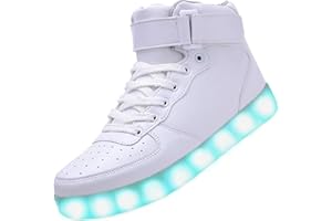 PADGENE Chaussures de Sport Montantes à LED Clignotantes Femme/Homme Rechargeables par USB