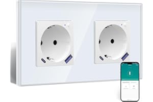 BSEED ZigBee, presa con USB C 20 W, caricatore rapido con misurazione del consumo, doppia presa Wi-Fi da incasso per Alexa/Google Home, presa intelligente con misurazione della corrente 16 A, 2 volte,
