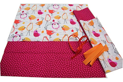 PINIDI DIY Nähset Kissenhülle 40x40cm Vögel pink orange/Blumen