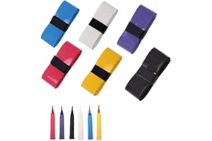 HRLORK 6 Pcs Racket Grip Racquet Grip Tape for Tennis Badminton Anti-Slip Multicoloured Replacement Unisex Racket Overgrip Tape