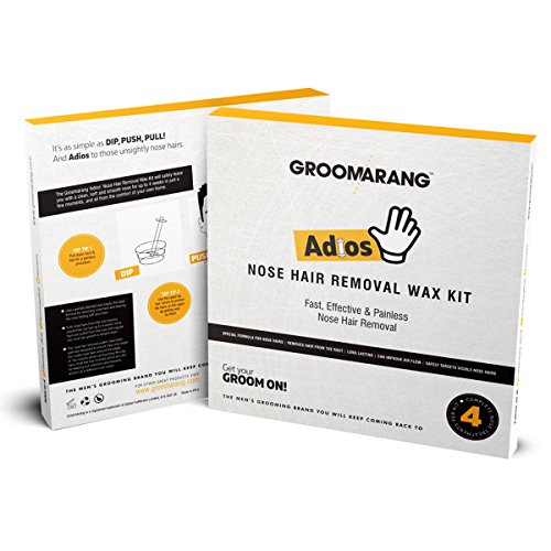 Groomarang Adios Nose Hair Removal Wax Kit Nasal & Ear Hairs - Painless, Effective and Safe