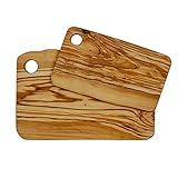Set of 2 Cutting Boards for Food Preparation and Presentation - Premium Natural Olive Wood Chopping Board Made in Italy