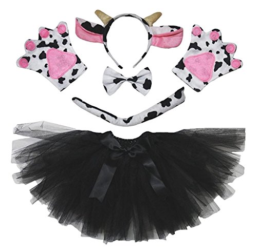 Petitebelle Diadema Bowtie Guantes de cola Tutu niña Disfraz de 5 piezas Un tamaño Vaca