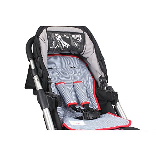 Minene UK Jersey Pushchair Liner (Navy Stripes with Red Piping)