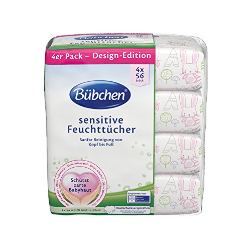 Bübchen Feuchttücher Sensitive 3-Monats-Maxipack, 896 Tücher (4 x 224 Tücher) - 3