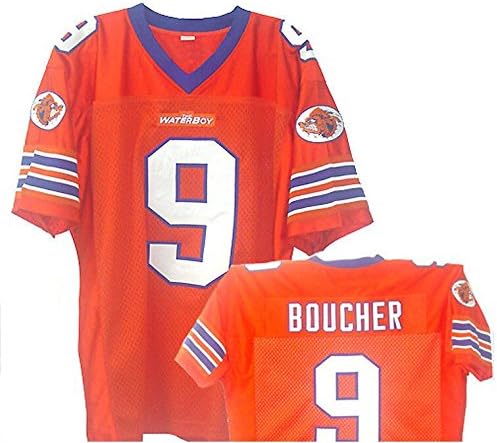 Bobby Boucher Waterboy Football Jersey Movie TV Show Adam Sandler The Waterboy Mud Dogs Football Jersey Orange (X-LARGE)