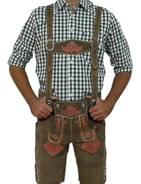 Trachten lederhose Herren, Smoke-Rot, Kurz Vintage Line Gr. 44 - 58