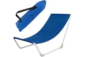 MT MALATEC Chaise longue de plage avec sac de transport, pliable, supporte jusqu'à 110 kg, étanche, jardin, plage, camping, acier, bleu 23563