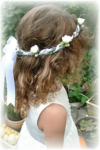 Haarschmuck Haarkranz Weiß Kopfschmuck Hochzeit Kommunion Taufe Blumenkind - 2