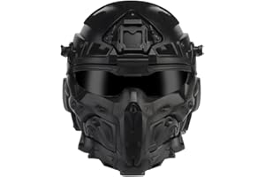 AQ zxdc Full-Wrap Paintball Helm, Eingebaute Kopfhörer, Masken, Schutzbrillen, Entnebelungslüfter, All-In-One-Design, Abnehmbar, für Luftgewehrschutz, Schießen, Militärische Konfrontation