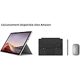 Pack Exclusif Microsoft Surface Pro 7 - PC Hybride (Écran 12.3 Pouces, Intel Core i5, 8Go de RAM, 128Go de Stockage SSD) + Type Cover Noire + Stylet Platine + Souris Platine