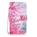 Produktbild Nancen Samsung Galaxy S3 I9300 I9305 / S3 Neo I939i (4,8 Zoll) Hülle Case Handyhülle Brieftasche Etui Lederhülle Schutzhülle Abdeckung Bookstyle Klappcase mit 2 Kartenslots 1 Wallet Tasche Handgelenk Seil Magnetverschluss Bracket-Funktion Full Silikon Weich Innenschale Gemaltes Muster [Rote Plum Blume]