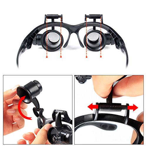 Starcrafter 10  x 15  x 20  x 25  x Gafas de ojo de lupa lupa LED de joyero para reparaci  n de relojes