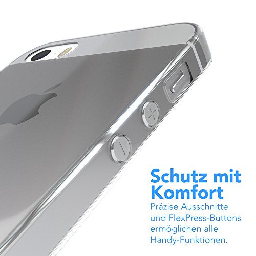 Apple iPhone 5 / 5S / SE SilikonhÃ¼lle & Panzerglas (9H) Schutz Set I von EAZY CASE I, Displayschutzglas, Panzerglas, SchutzhÃ¼lle ultra dÃ¼nn, TPU/Silikon HÃ¼lle, Backcover, transparent/kristallklar
