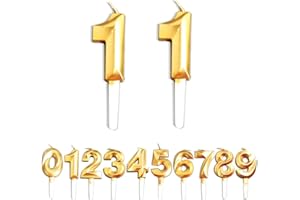 WLHGH Geburtstag Kerzen, 11th Geburtstag Gold Nummer Geburtstagskuchen kerzen, Kuchen Dekoration für Geburtstag Party Hochzeit Jahrestag Abschlussfeier Feier Lieferungen
