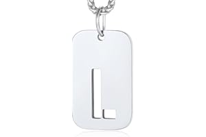 ChainsPro Men Dog Tag Necklace,Personalised Photo/Text Dog Tags for Men Boy Initial Letter Pendant with 22+2'' Chain,Silver/Gold/Black (Gift Wrapped)