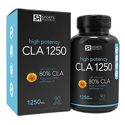 Sports Research Alta Potenza Cla 1250 (180 Vegge-Softgels) Con 80% Acdo Lnoleco Conugato Attvo