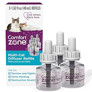 3 Refills | Comfort Zone Multi-Cat Diffuser Refills (90 Day supply) for a Peaceful Home | Veterinarian Recommend | Stop Cat Fighting and Reduce Spraying, Scratching, & Other Problematic Behaviors