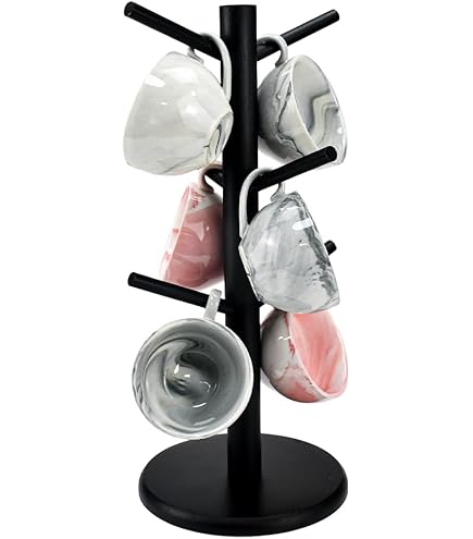 Portabicchieri Ad Albero In Acrilico Nero - 14 Pollici, 6 Ganci Rimovibili, Per Tazze E Bicchieri - Foto 11