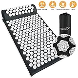 Tapusen Tapis d'acupuncture Lotus Massage Tapis de yoga Coussin de massage de remise en forme Tapis d'acupuncture Tapis de massage Tapis d'acupression et coussins (Noir)