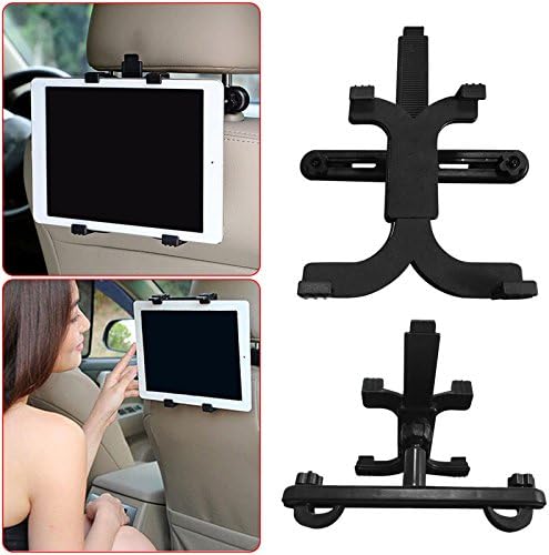 Universal iPad Tablet 7-10 Inches Car Holder 360 Degree Swivel Rotatable Adjustable Viewing Angle Portable In Car Vehicle Van Travel Kit Back Seat Headrest Grip Mount Cradle Clamp Holder Stand Bracket Backseat Holder for All Tablets upto 10 Inches Apple iPad, iPad Mini, iPad Air, Potable DVD Players, Samsung Galaxy Table, Kindle Fire