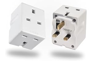 Domira 3 Way Power Adapter | Double Plug Adapters UK | Multi Socket Plugs Extension | Double Plug Socket | 3 Way Plug Adapter | Heavy Duty 13A Fuse