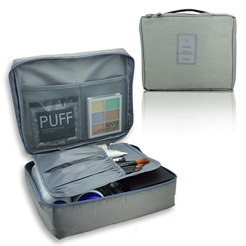 MANUKA Multi-function Makeup Cosmetic Bag Toiletry Travel Kit Organizer Grey