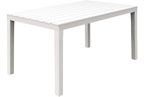 Dmora - Table d'extérieur Vasto, Étagère à manger rectangulaire, Table de jardin polyvalente intérieure et extérieure, 100% Made in Italy, 138x78h72 cm, Blanc