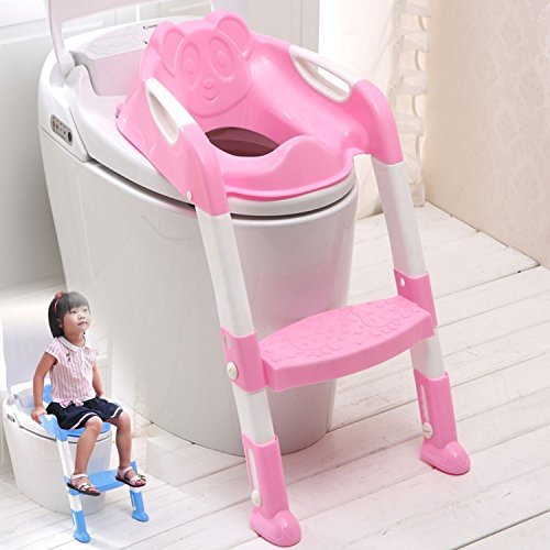 FiNeWaY@ BABY KIDS/TODDLER/CHILD TOILET POTTY TRAINING STEP LADDER TOILET SEAT STEPS ASSISTANT POTTY FOR TODDLER CHILD TOILET TRAINER (PINK )