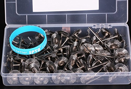 SPTA 80tlg 22mm T-Stil Edelstahl-Drahtbürsten 1/8″(3mm) Schaft fur Dremel,Proxxon Dremel Kabelgebundenes Multifunktionswerkzeug Schleifen, Schleifen, Polieren–3mm Schaft - 7