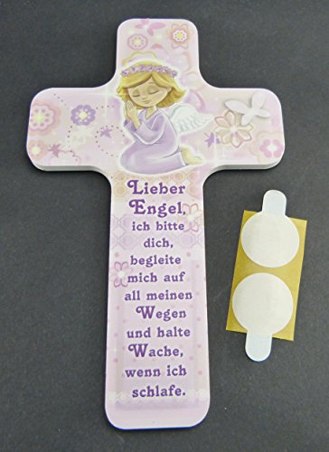 Kinderkreuz als ideales Taufgeschenk für Mädchen und Jungen mit „Lieber Engel begleite mich …“ im Kinderzimmer an Schrank, Tür oder Wand aufhängen – aus unserer Reihe Babygeschenke und Geschenkideen zur Taufe - 2