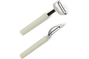 Amazon Basics Épluche-Légumes avec Protège-Lame, Lot de 2 Pièces, Compatible Lave-Vaisselle, Couleur Gris Lin