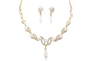 TOFBS Pearl Necklace Earrings Jewellery Set for Women Girls Bridal Jewelry Set Pearl Choker Set Weddings Party Birthday Anniversary Christmas Mothers Day Valentine's Day Gifts