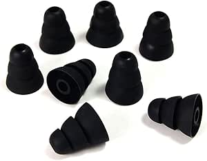 Xcessor Triple Flange 4 Paar (Satz Mit 8 Stück) Hochwertige Gummi Silikon Ohrpolster Ohrstöpsel Für In-Ear Ohrhörer. Kompatibel Mit Den Meisten In-Ohr Markenkopfhörern. Größe: L (Groß). Schwarz
