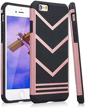 For iPhone 6 Plus Case, Serpeo Armour Shockproof Protective iPhone 6S Plus Case Cover, Anti-Slip 2 in 1 Hybrid PC + Soft TPU Rubber Bumper Case Cover for iPhone 6 Plus/6S Plus 5.5" (Rose Gold)