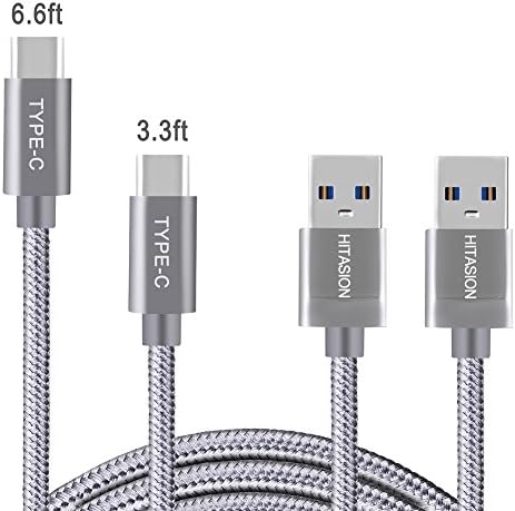 USB Type C Cable,HITASION USB C 3.0 Charger Cable for Samsung Galaxy Note 8 S8 Plus Google Pixel XL Moto Z LG G6 Nexus 6P Nintendo Switch MacBook Pro Nylon Braided Cord 1m/2m