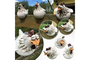 VOIHAMY 3 decoración Vallas Pollo – Cerámica decoración jardín Pollo – Figuras Decorativas Pollos – Estatuas jardín decoración Exterior – Conector jardín cerá ICA –