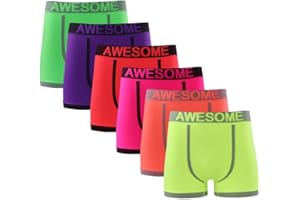 COSHAL® Mens Awesome Seamless Fit Boxer Shorts NEON Stretchy Waistband Soft Boxers Everyday Wear Briefs Sports Mens Underwear Pack of 3 (Yellow Pink Green) & (Red Orange Purple) Hand Print on Back