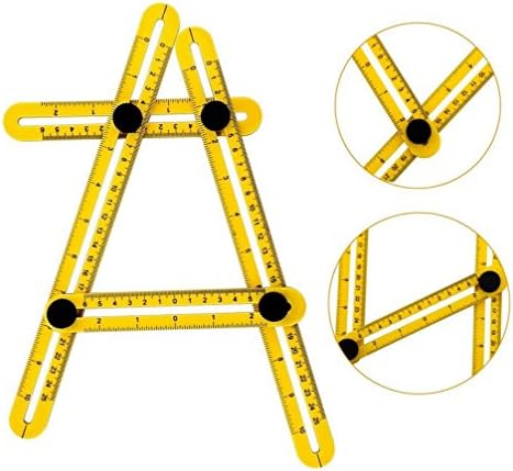 Emwel Angle-izer Template Tool with Updated Screws, Four-Side Multi-Angle Measuring Instrument Angleizer Template Angle Ruler for Builders Craftsmen Handymen and DIY-ers - Yellow