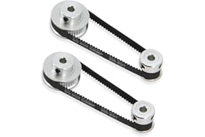 Zeberoxyz Juego de 2 ruedas síncronas GT2 de 20 y 40 dientes de 5 mm de diámetro de aluminio con 2 piezas de longitud de 200 mm de ancho y 6 mm de correa (20-40T-5B-6)