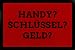 Produktbild TÜRMATTE Fußmatte HANDY SCHLÜSSEL GELD Flur Lustig Gedenk Vergesslich Check Deko Rot