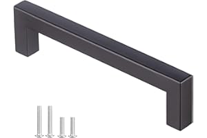 DEWUR 10 x 128mm Tiradores Armarios Tiradores Para Cajones Tiradores Cocina Acero de Inoxidable, Diámetro 12mm, Negro