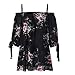 Produktbild Overdose Mode Damen Sommer Schulterfrei Oberteile T Shirt Plus Size Blumendruck Bluse Casual Tops Camis(Schwarz,XXL)