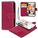 Produktbild iPhone 6 Hülle,Leder Flip Wallet Cover in Book Style Stand Case Card Slot Leder Tasche Case Karteneinschub TPU Innen 2 Combo Separate Karteneinschub und Magnetverschluß Kratzfestes und Schmutzunempfindliches in Rose Red Die Hälfte Blume für iPhone 6/iPhone 6S(2 in 1)