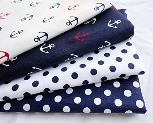Shi Tong Cotton Qualiting Fabric Blue Voyage Sweing Fabric 4pc in One Package Size 40x50cm Multicolor Set