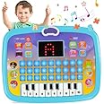 KAVANA® Educational Learning Kids Laptop Tablet Computer Plus Piano with led Screen Music Fun Toy Activities for Kids Toddlers 1 2 3 4 5 6 + Year Old albhabet Words Sound a b c 1 2 3 ((1) Blue)